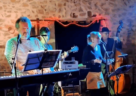 Le groupe durant le concert Ă Roumeygoux.
